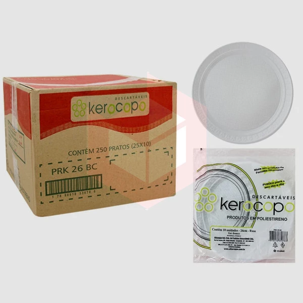 Prato Kerocopo branco 26cm raso 25x10un