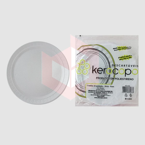 Prato Kerocopo branco 26cm raso c/10un