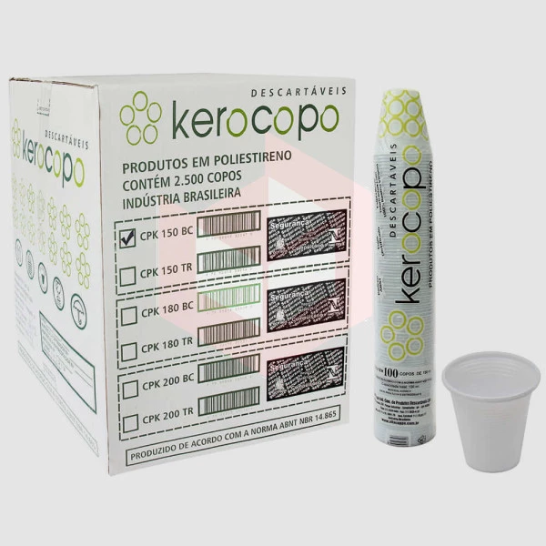 Copo Kerocopo PS branco 150ml 25x100un
