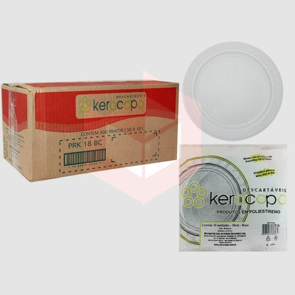 Prato Kerocopo branco 18cm raso 50x10un