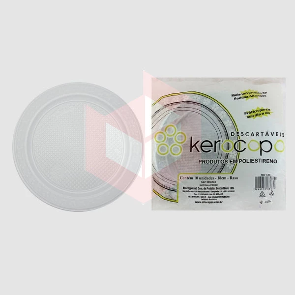 Prato Kerocopo branco 18cm raso c/10un