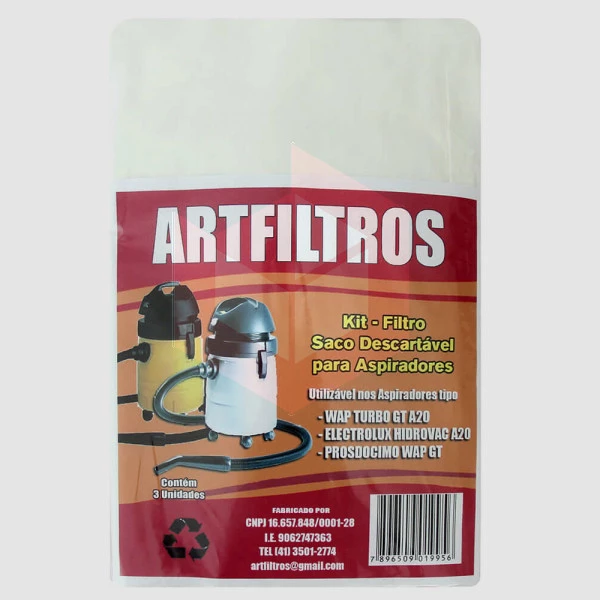 Saco para aspirador Artfiltros A-20 c/3un