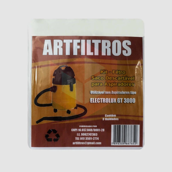 Saco para aspirador Artfiltros GT3000 c/3un