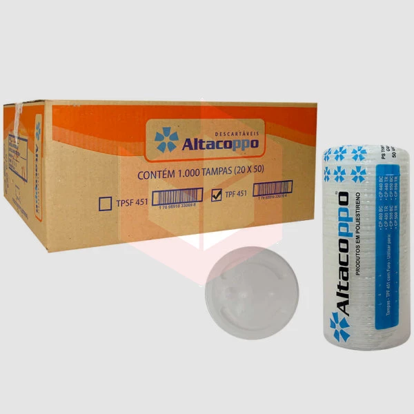 Tampa com furo Altacoppos transparente TPF451 20x50un 