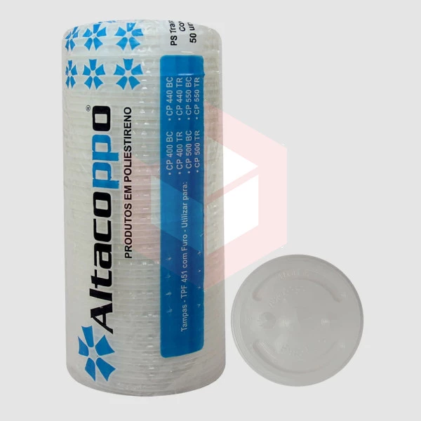 Tampa com furo Altacoppos transparente TPF451 c/50un 