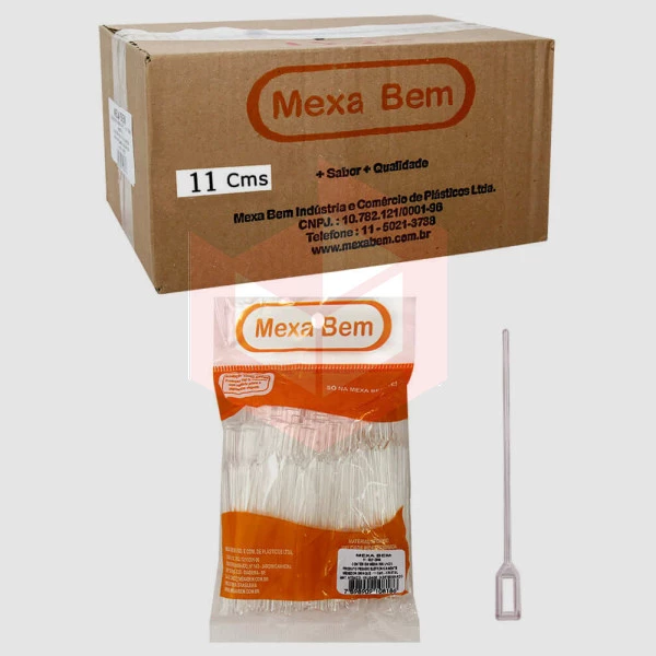 Mexedor 11cm cristal MexaBem para drink 10x500un