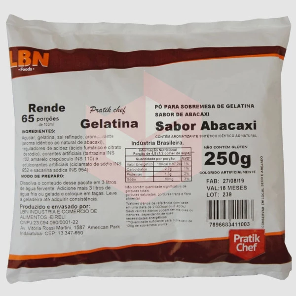 Gelatina de abacaxi Pratik Chef 250g