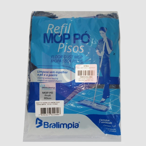 Mop pó acrílico profi Bralimpia 80cm RP800
