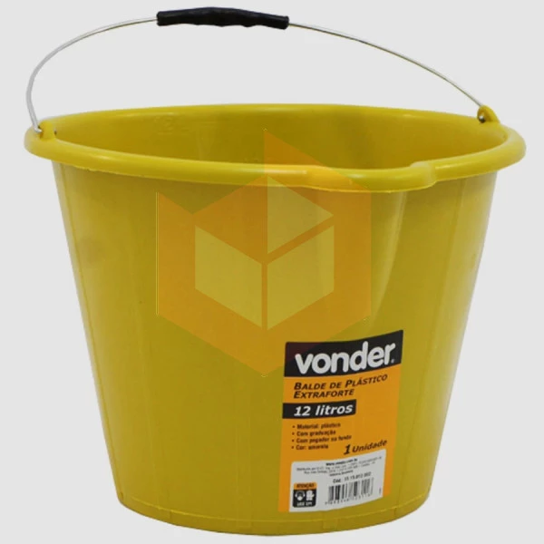 Balde plástico extra forte amarelo Vonder 12l