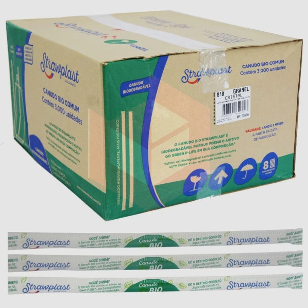 Canudo bio comum Straw 818 rígido 19.5cmx5mm c/3000un