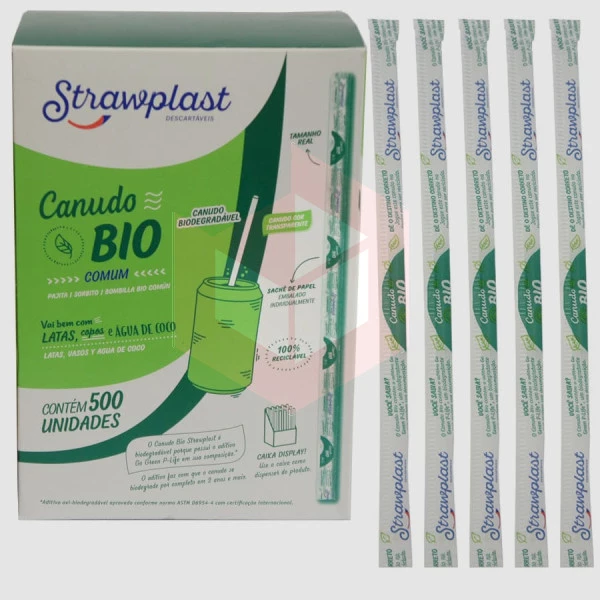 Canudo bio comum Straw 816 rígido 19.5cmx5mm cristal c/500un