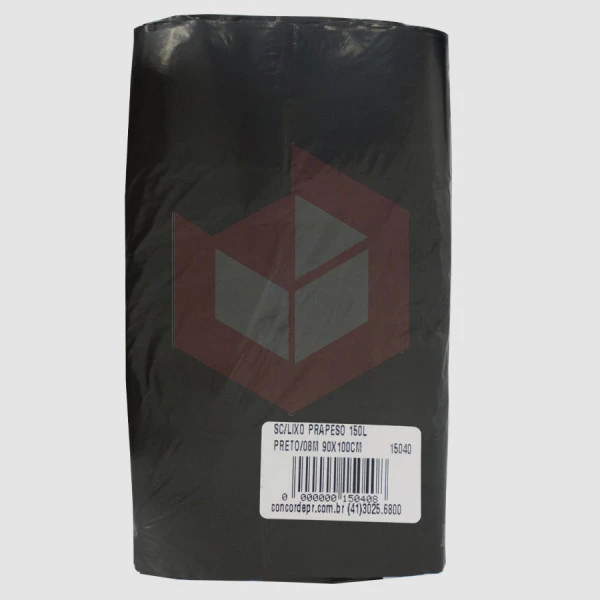 Saco para lixo 150l preto 8m 90x100 Prapeso c/100un