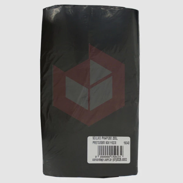 Saco para lixo 200l preto 8m 90x110 Prapeso c/100un 