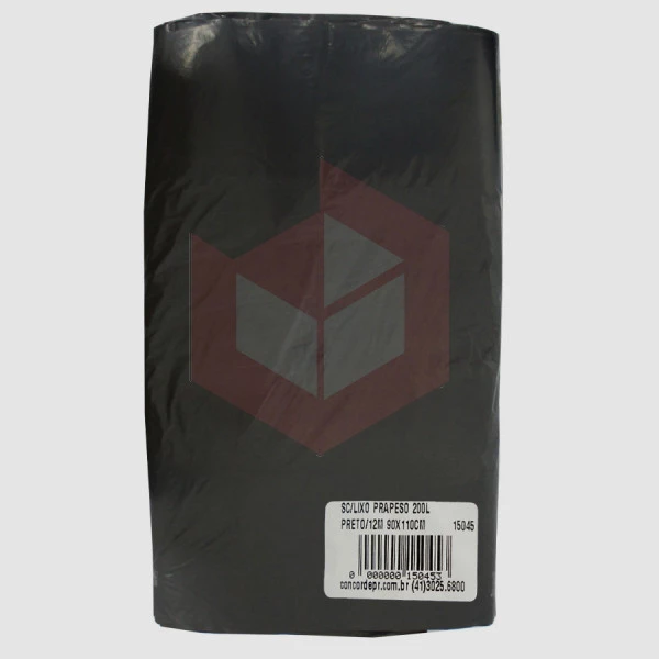Saco para lixo 200l preto 12m 90x110 Prapeso c/100un