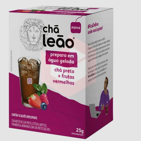Chá Leão preto+frutas vermelhas envelopado 10x2.5g