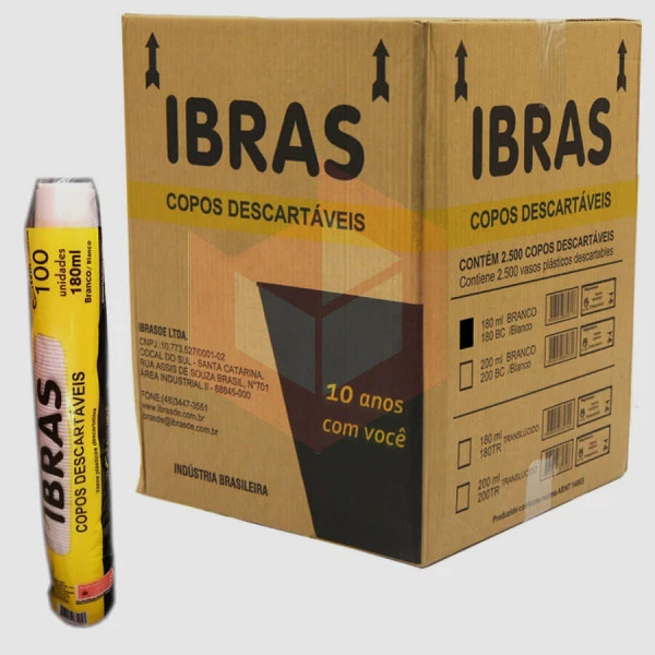 Copo Ibras ps branco 180ml 25x100un