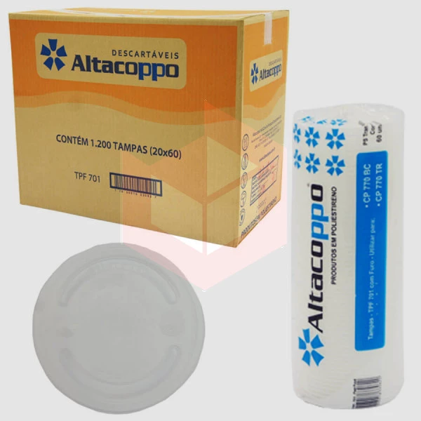 Tampa com furo Altacoppos transparente TPF701 20x60un 