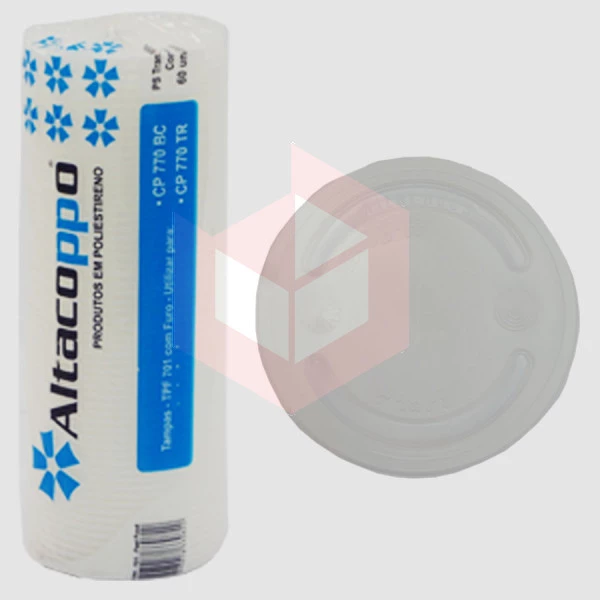 Tampa com furo Altacoppos transparente TPF701 c/60un 