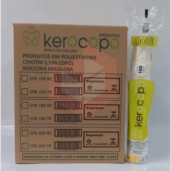 Copo Kerocopo PS transparente 180ml 25x100un
