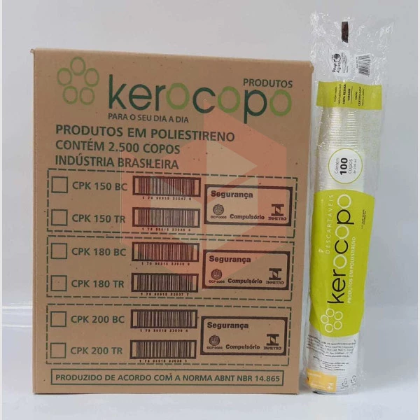 Copo Kerocopo PS transparente 200ml 25x100un