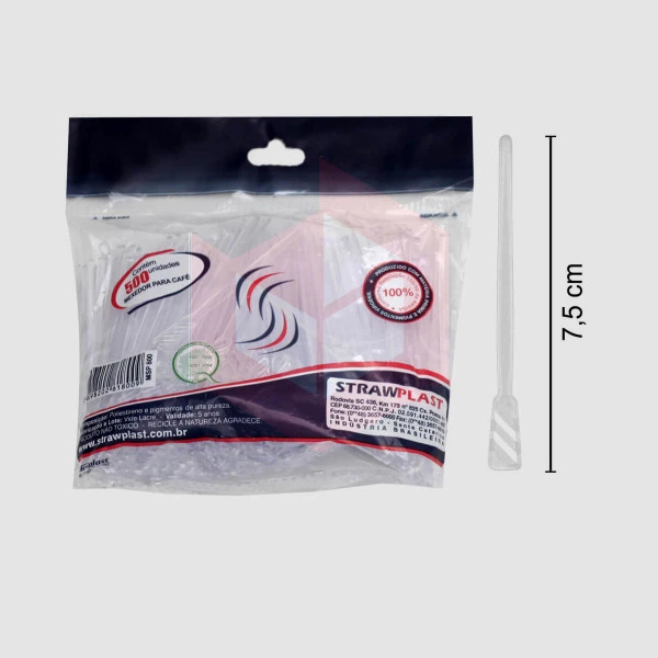 Mexedor Straw 212 café 7.5cm cristal c/500un