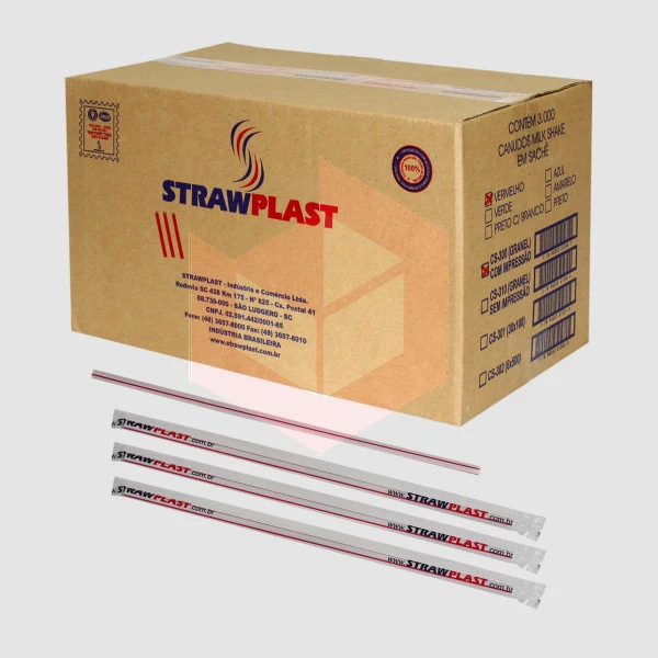 Canudo Straw CS300 rígido 21cmx5mm listrado sachê c/3000un
