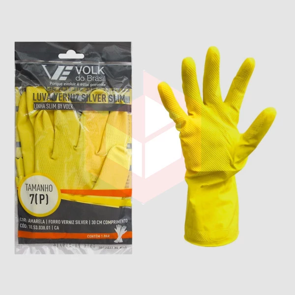 Luva amarela pequena slim verniz silver Volk