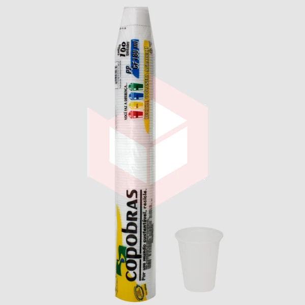 Copo Copobras PP branco 180ml CF180 c/100un