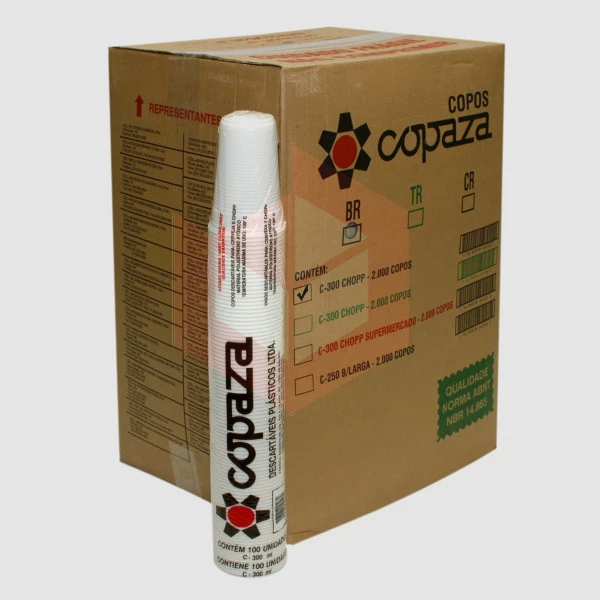 Copo Copaza PS branco 300ml 20x100un