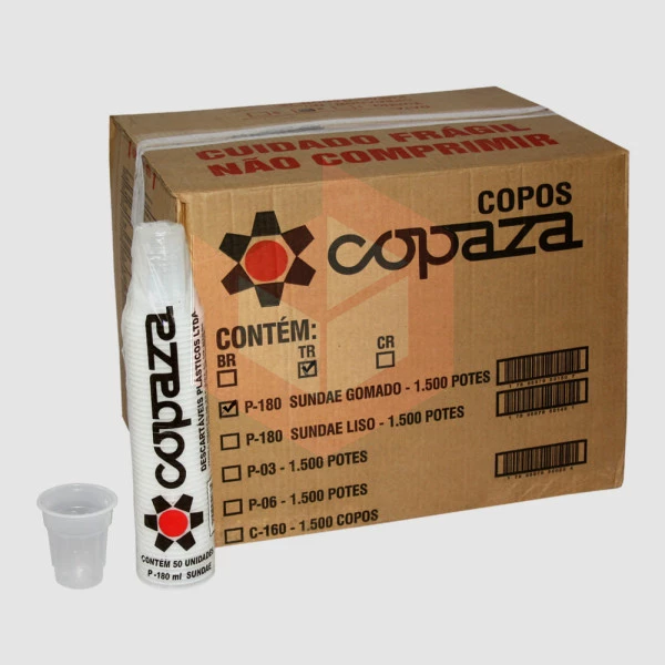 Pote Copaza Transparente 180ml Sundae 30 Pacotes com 50un 