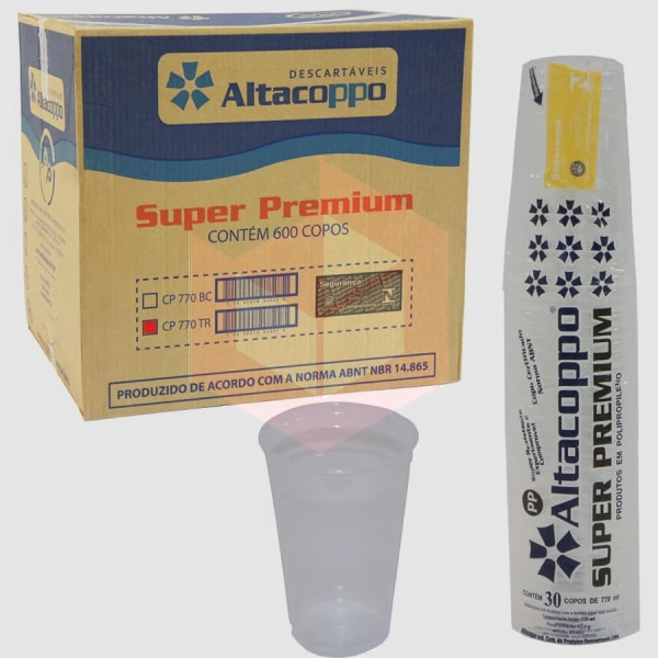 Copo Altacoppo PP transparente 770ml 20x30un