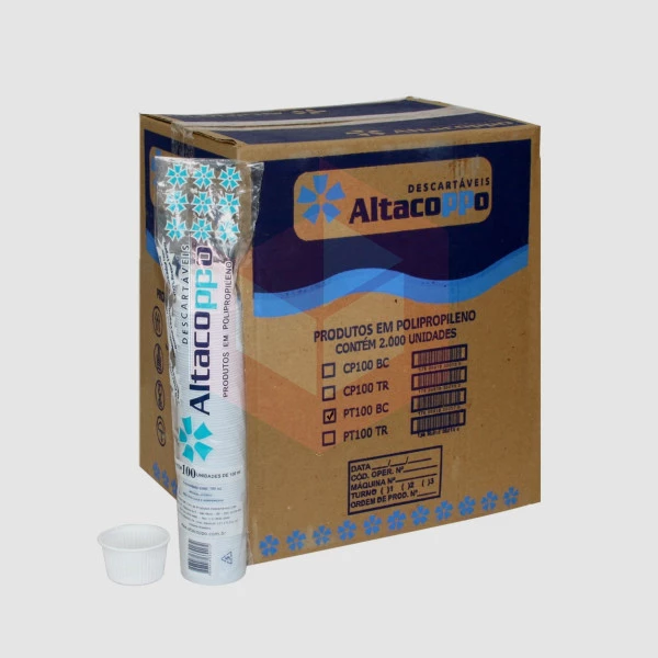 Pote Altacopo PP branco PT100 100ml 20x100un