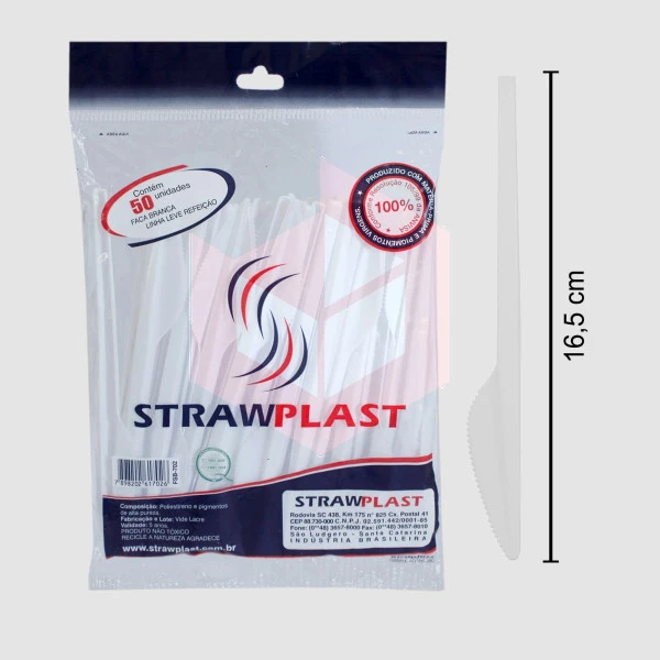 Faca Straw fsb702 refeição branca c/50un