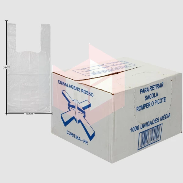 Sacola Rosso plastica branca 38x48 c/1000un