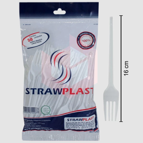 Garfo Straw gsb520 sobremesa branco c/50un