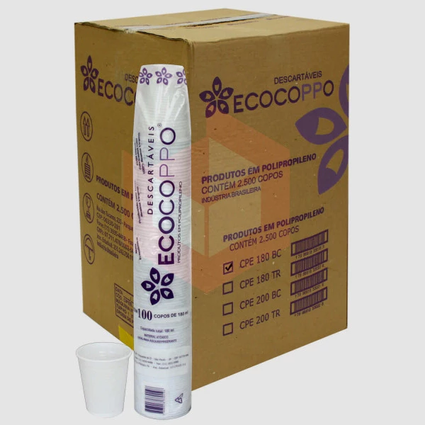 Copo Ecocoppo PP branco 180ml 25x100un