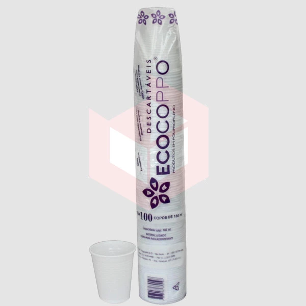 Copo Ecocoppo PP branco 180ml c/100un