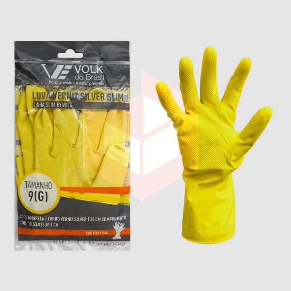 Luva amarela grande slim verniz silver Volk