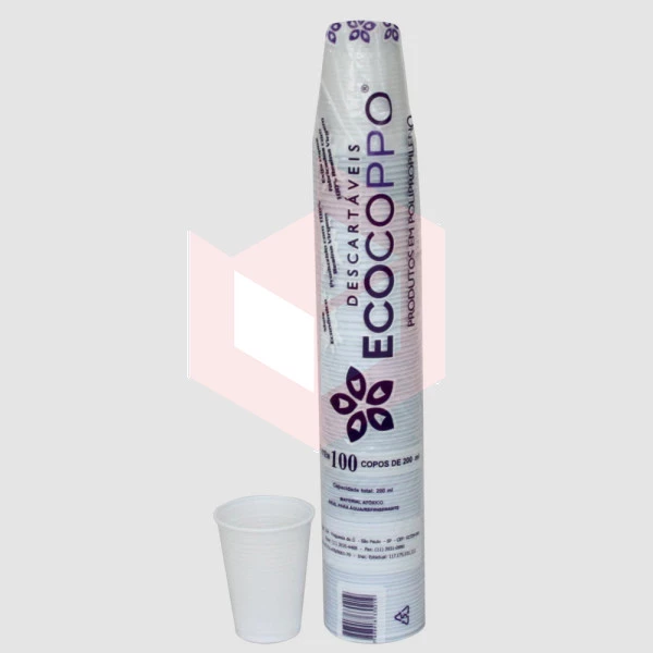 Copo Ecocoppo PP branco 200ml c/100un