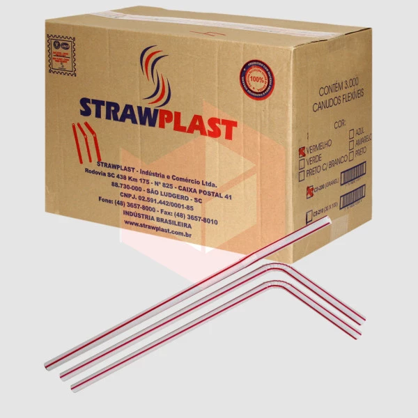 Canudo Straw CS200 flexível 21cmx6mm listrado c/3000un