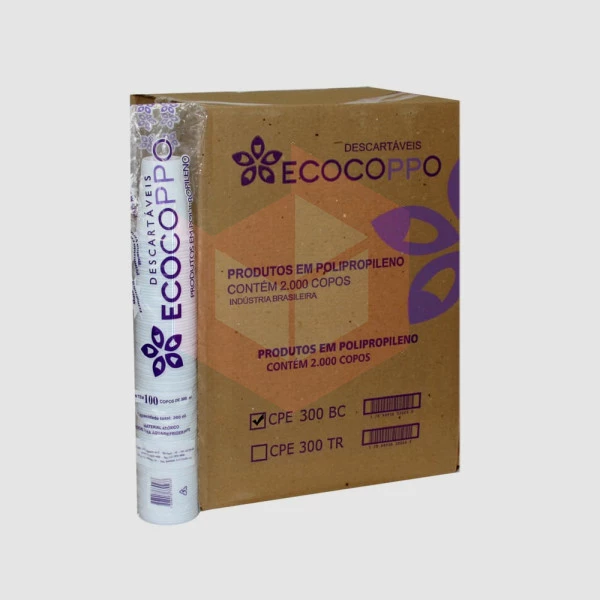 Copo Ecocoppo PP branco 300ml 20x100un