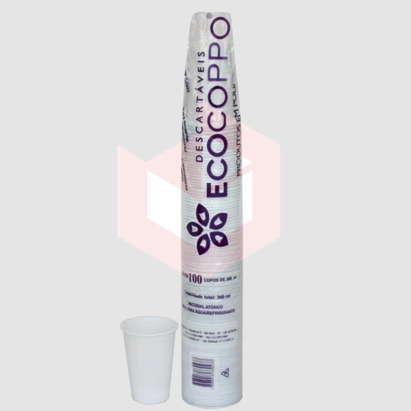 Copo Ecocoppo PP branco 300ml c/100un