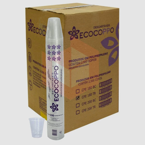 Copo Ecocoppo PP transparente 180ml 25x100un