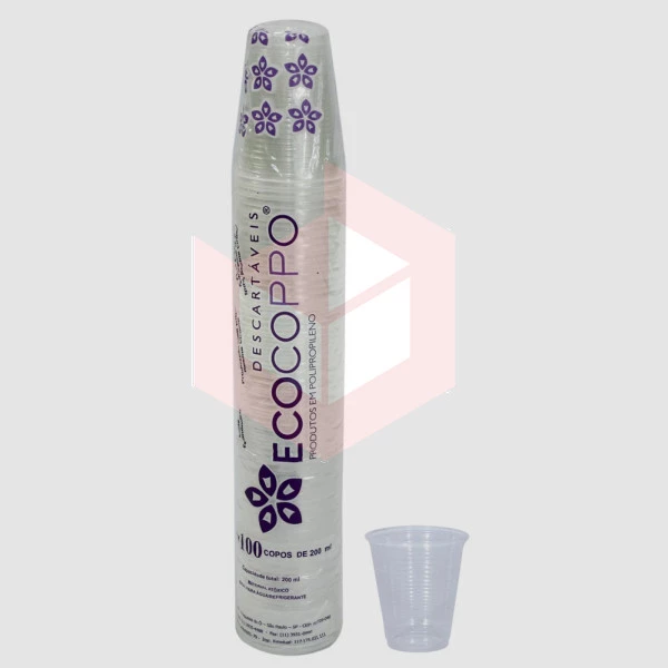 Copo Ecocoppo PP transparente 200ml c/100un