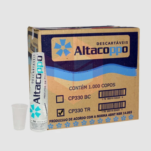 Copo Altacoppo Transparente 330ml 20 Pacotes com 100 Unidades