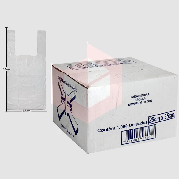 Sacola Rosso plastica branca 25x35cm c/1000un