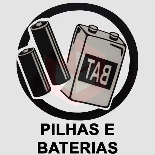 Adesivo coleta seletiva laranja pilhas e baterias S5PB