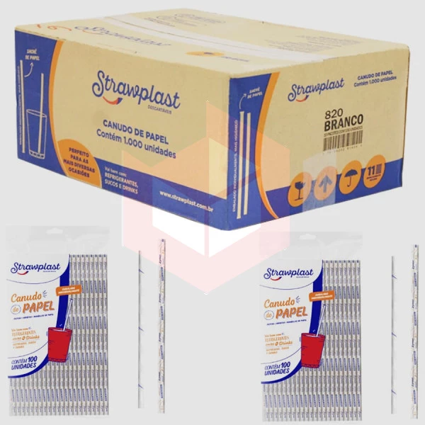 Canudo de papel Straw 820 sachê papel 10x100un