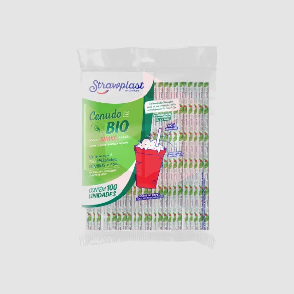 Canudo bio milk shake Straw 872 sachê papel c/100un