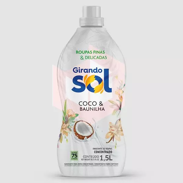 Amaciante para roupas concentrado coco e baunilha Girando Sol 1.5l